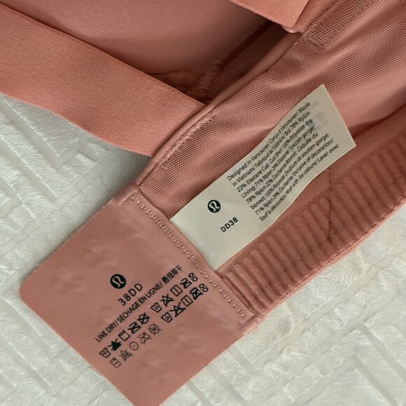 Like New Lululemon Energy Bra High Support 38DD Pink Puff W/ Reusable Tote Bag - Picture 6 of 10